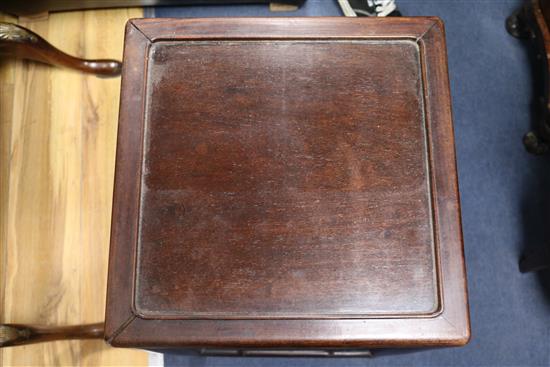 A Chinese carved hardwood nest of five tea tables W.37cm